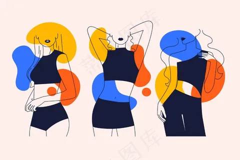 优雅线条艺术风格的女性系列