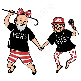 七夕情人节靓丽色可爱老人嗨歌p