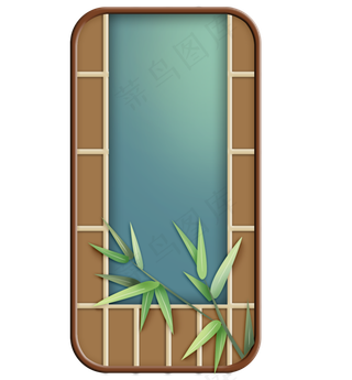 古风窗格外的竹子