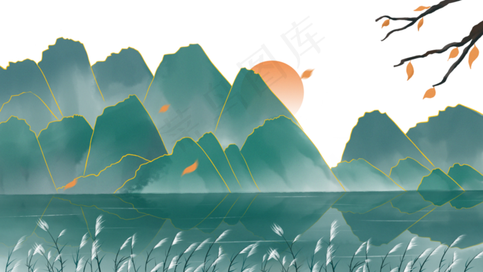 节气寒露秋天中国风风景(1125X2436(DPI:72))psd模版下载