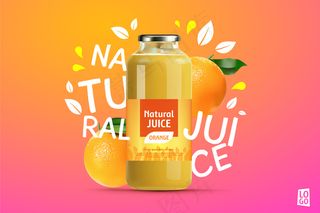 带有渐变和字体的果汁广告