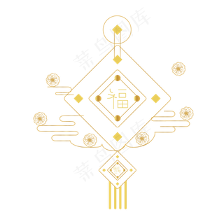 中秋节金色中国结吊坠