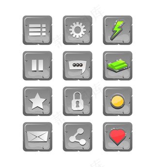 gui资产元素的石头图标集合