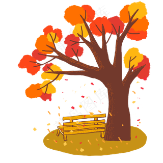 手绘秋树商用素材