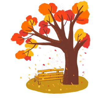 手绘秋树商用素材