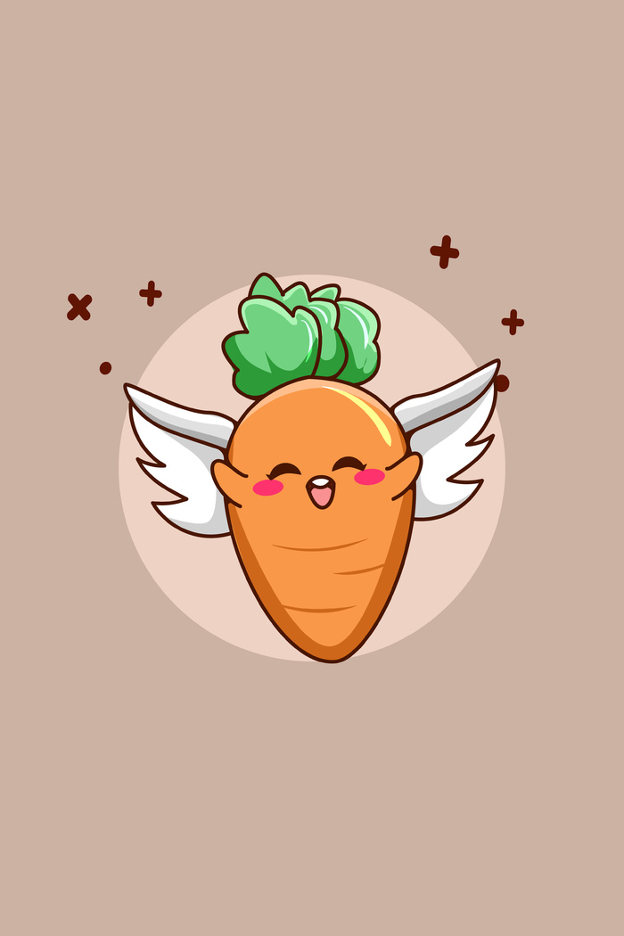 可爱的胡萝卜与苍蝇卡通插图