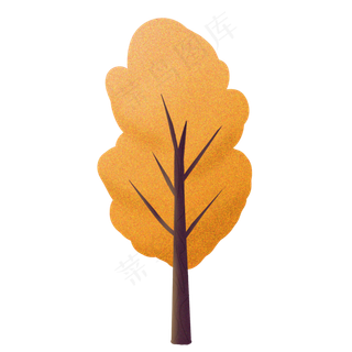 卡通黄了的秋天的树木