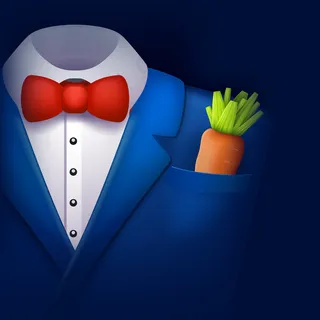 蓝燕尾服配胡萝卜