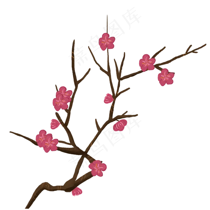 冬季手绘梅花装饰素材(2000X2000(DPI:300))psd模版下载
