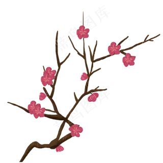 冬季手绘梅花装饰素材