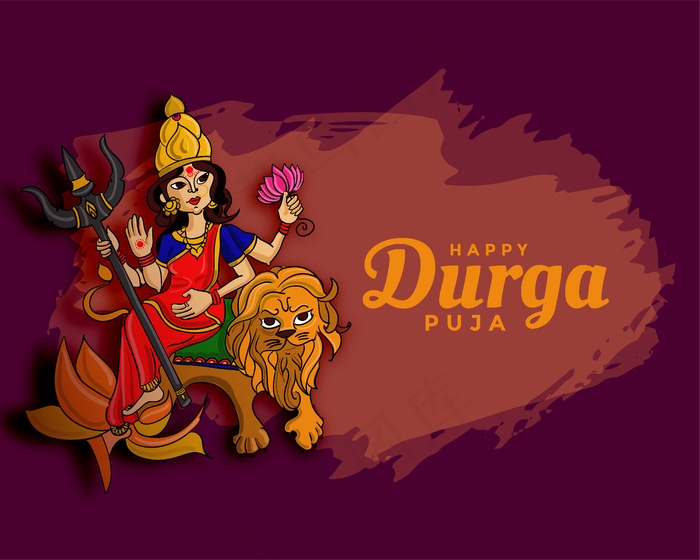 Durga pooja navratri节日祝福卡设计eps,ai矢量模版下载