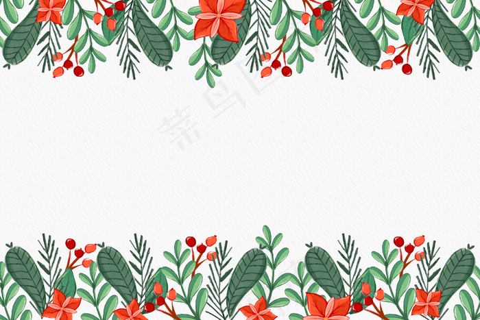 水彩圣诞树枝背景