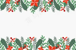 水彩圣诞树枝背景