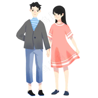 七夕节手绘卡通情侣