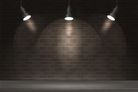 带聚光灯背景的砖墙 带聚光灯背景的砖墙