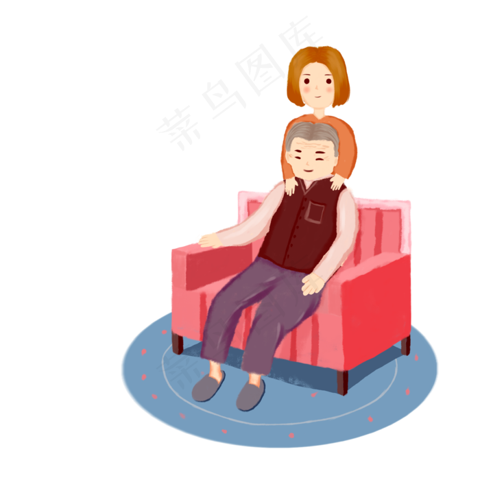 重阳节手绘孝顺老人图