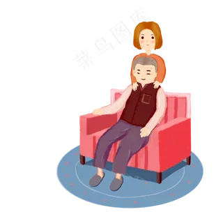 重阳节手绘孝顺老人图