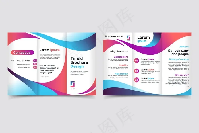 摘要三折页小册子模板eps,ai矢量模版下载