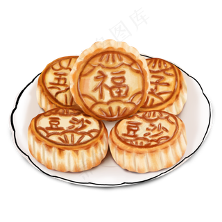 写实手绘月饼