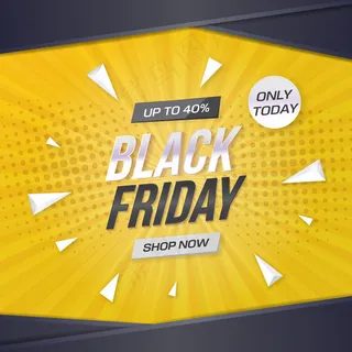 黑色星期五销售横幅banner，黄色背景
