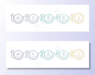 带有选项或步骤的业务流程信息图模板。细线。插图。