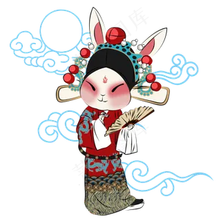 中秋节红色Q版京剧兔爷