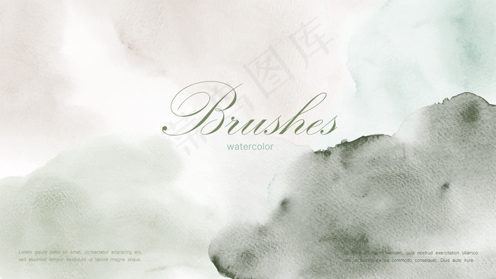 抽象的自然背景设计与绿大地色调的水彩画污渍。