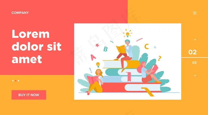 学习教科书的学生。坐在书堆上看书的女人。图书馆、书虫、书店概念的矢量插图