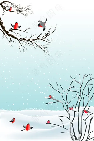 冬天雪地里的鸟儿