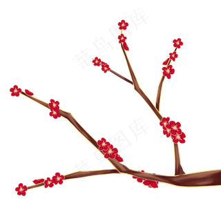 国潮梅花红梅花枝