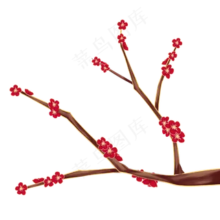 国潮梅花红梅花枝