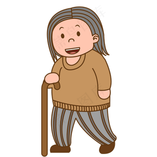 手绘矢量重阳节老奶奶人物形象