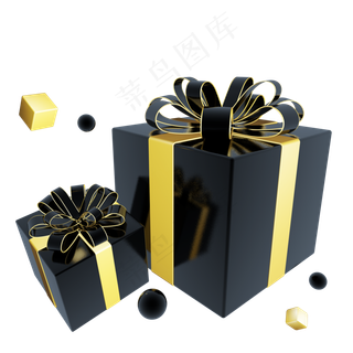 C4D黑金风装饰礼盒