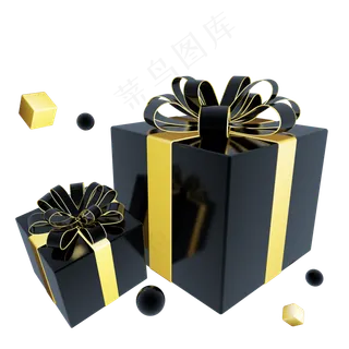 C4D黑金风装饰礼盒