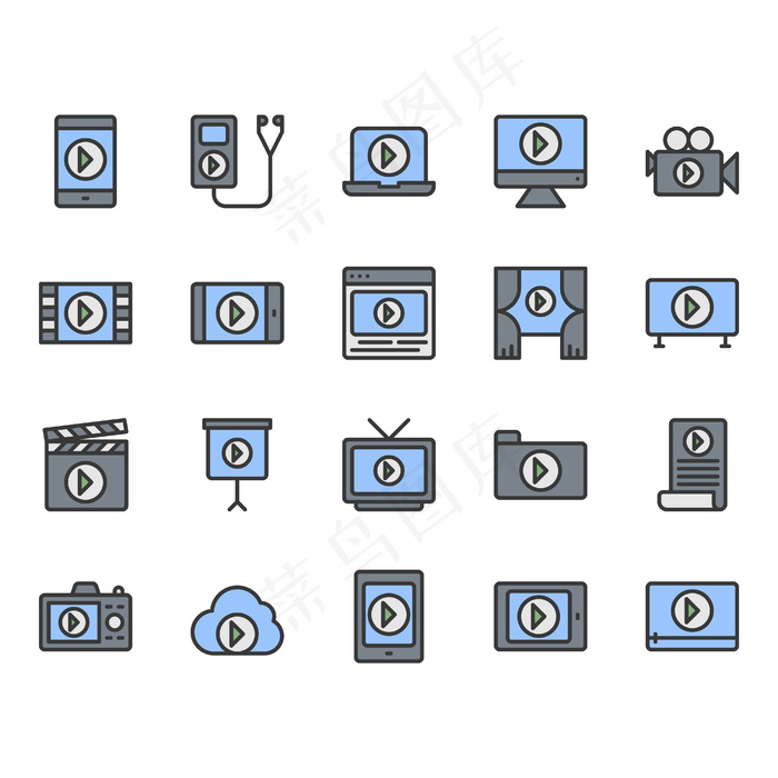 视频内容图标和符号集