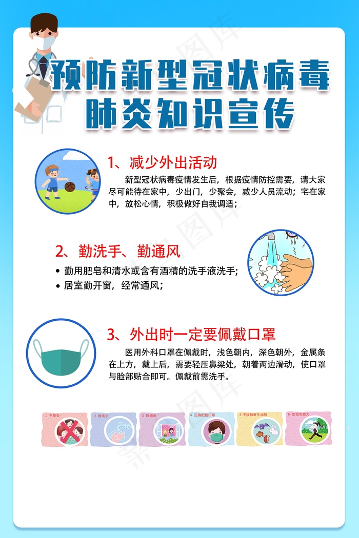 新冠疫情防控海报展板psd模版下载