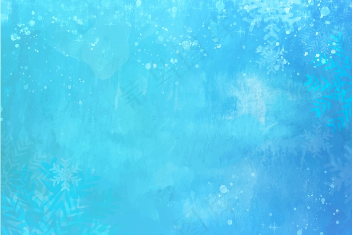 蓝色水彩画冬季壁纸