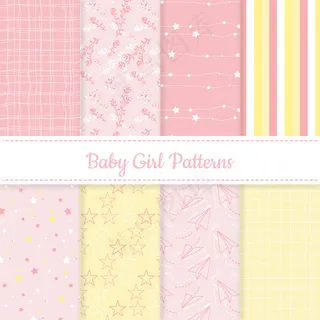 女婴粉色和黄色可编辑图案集