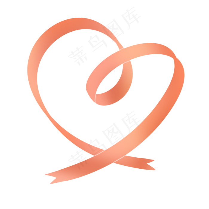 黄色渐变七夕情人节爱心彩带丝带