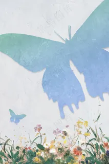 蓝蝴蝶剪影画背景