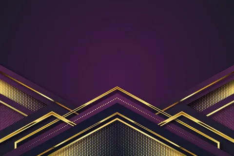 逼真优雅的几何图形背景为金色和紫色