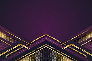 逼真优雅的几何图形背景为金色和紫色