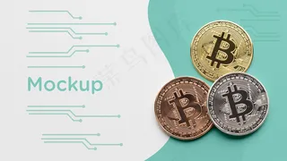 彩色加密货币模型样机