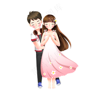 七夕情人节小清新年轻情侣相拥p