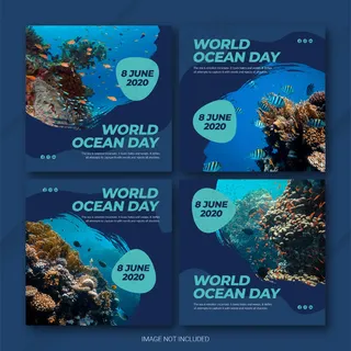 Instagram邮包世界海洋日模板