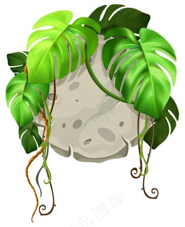 石板装饰藤本树叶。