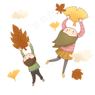 手绘24节气霜降随着叶子飘落免