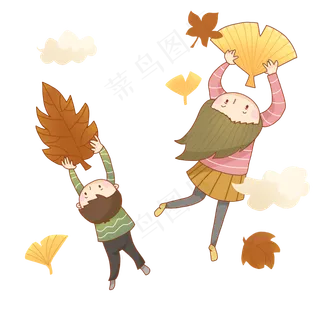 手绘24节气霜降随着叶子飘落免