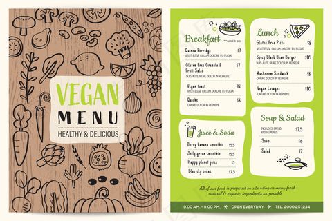 木质质感素食餐厅菜单