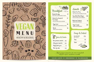 木质质感素食餐厅菜单